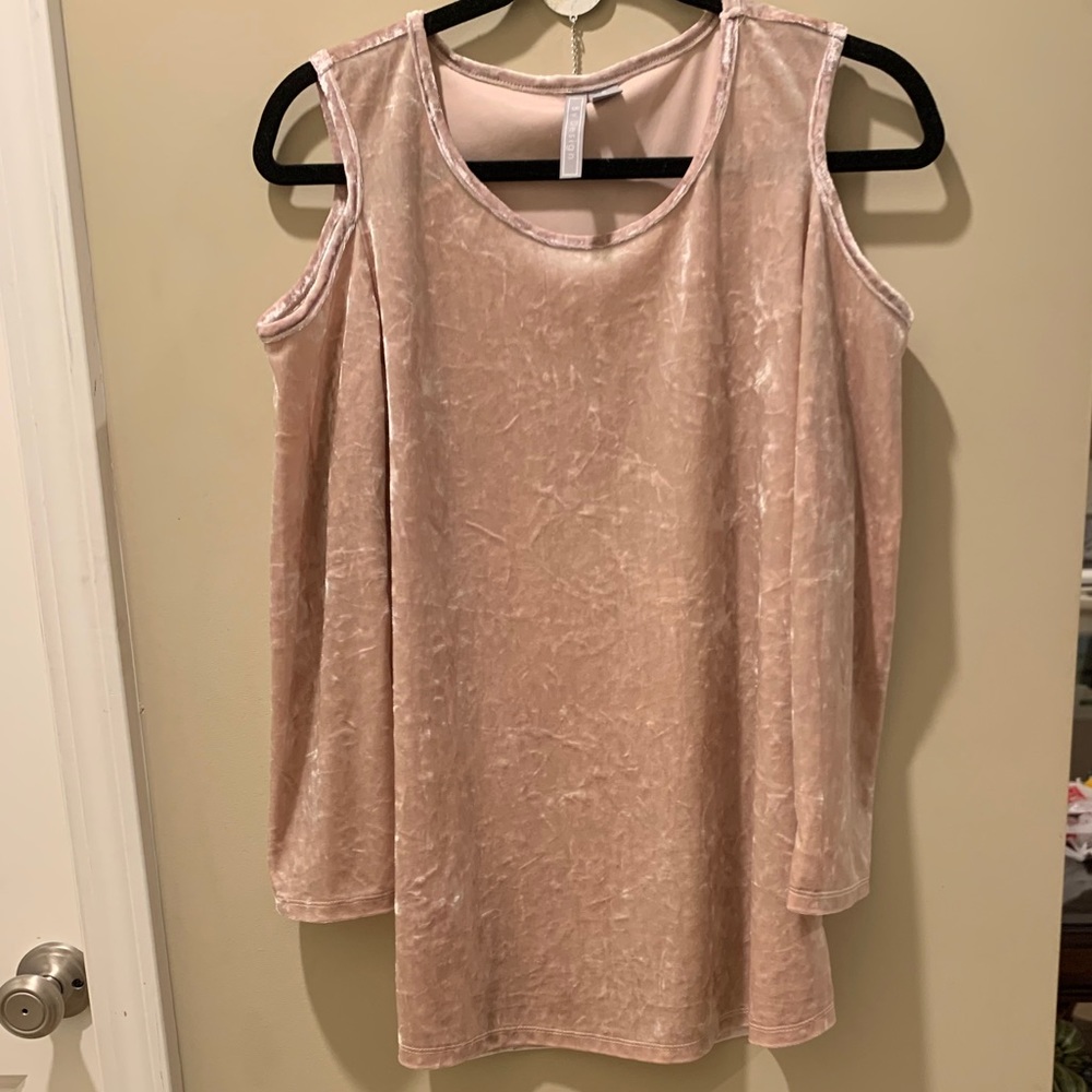 Velvet cold shoulder long sleeve top